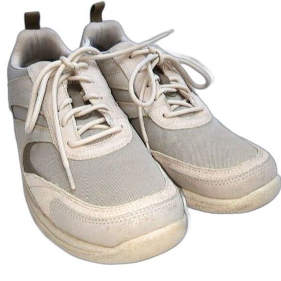 Rockport Biege Vegan Suede and Canvas Lace Up Walking Shoes Men's Size 11 - Picture 1 of 7